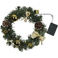 Венок еловый DECORAGE, диаметр 30 см, 10 LED ламп, на батарейках, зелёная хвоя, золотистые украшения